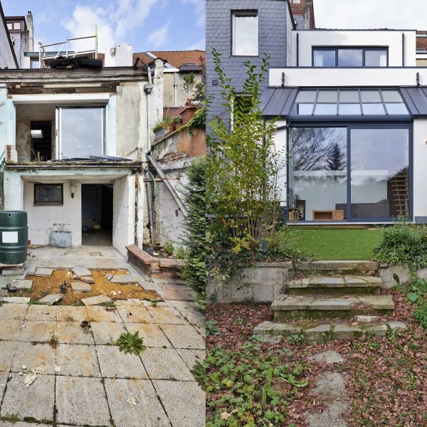 Construction,Of,A,New,Part,From,Old,House,Before,And