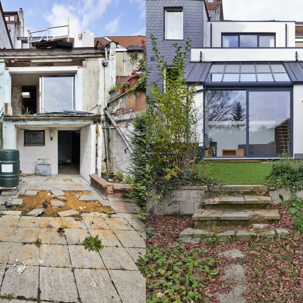Construction,Of,A,New,Part,From,Old,House,Before,And